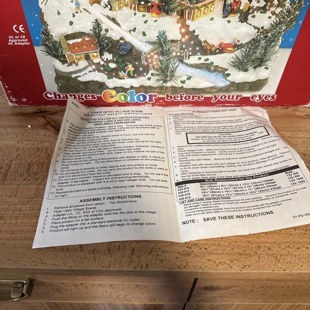 Puleo Fiber Optic Color Changing Christmas Village Lighted Decor 030018 With Box